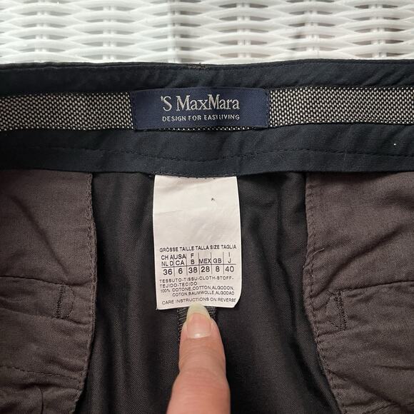 MaxMara S'MaxMara brown 100% cotton straight leg chino pants, mid-rise, size US6 - Picture 3 of 11